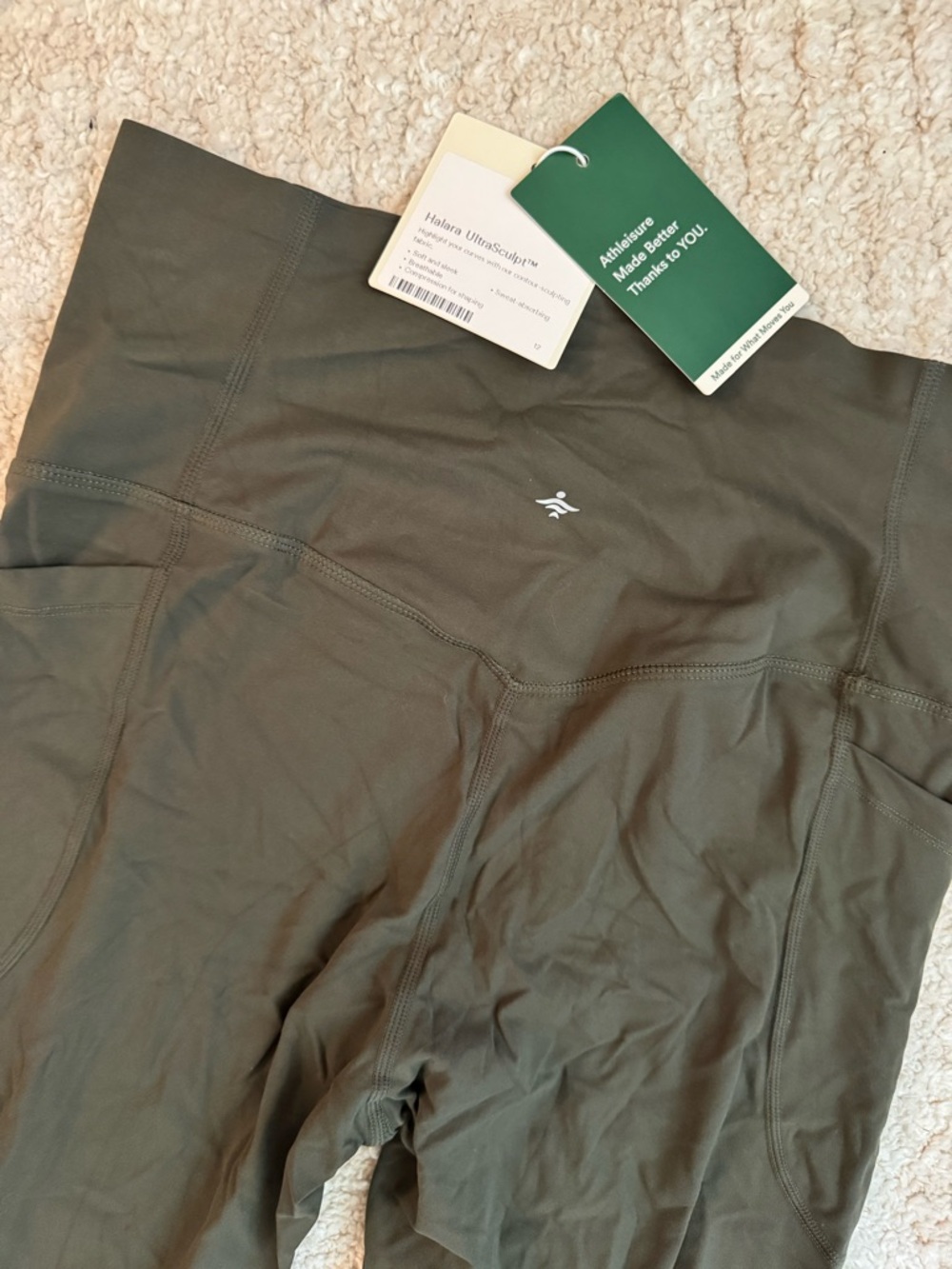 Halara UltraSculpt full length leggings in olive green color NWT size M - Picture 2 of 6